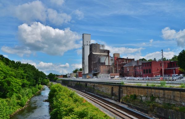 Industry and tracks along the Cuyahoga River....