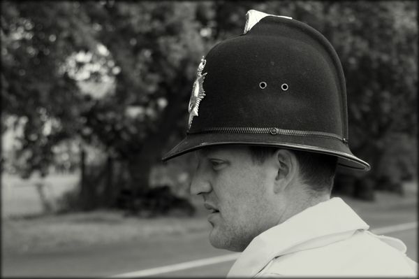 Kent Police officer in B&W...