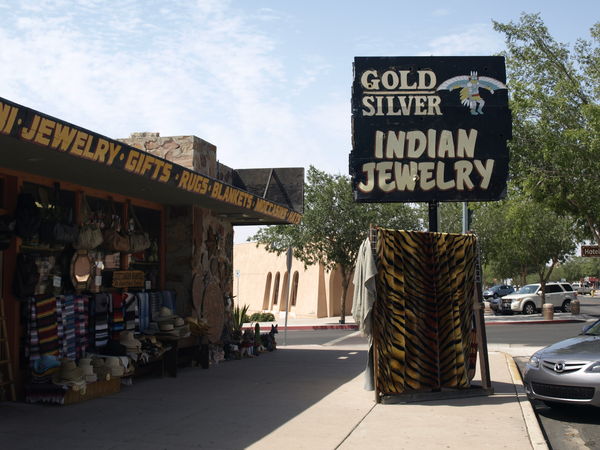 store in Boulder City sells Indian blankets, jewel...