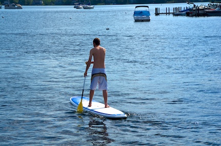 Paddle boarding on a lake in NH...
