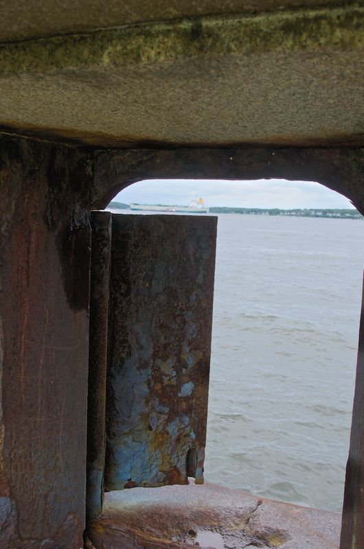 View of Portland Harbor through an old fort cannon...