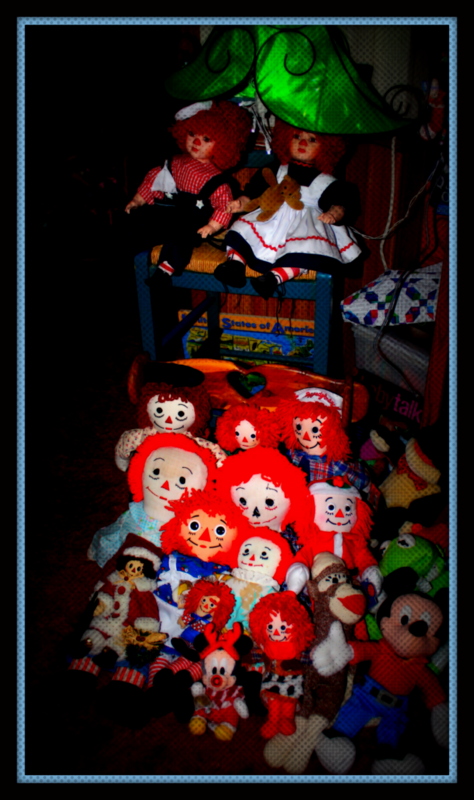 some of my raggedy ann and andys..and  a mickey......
