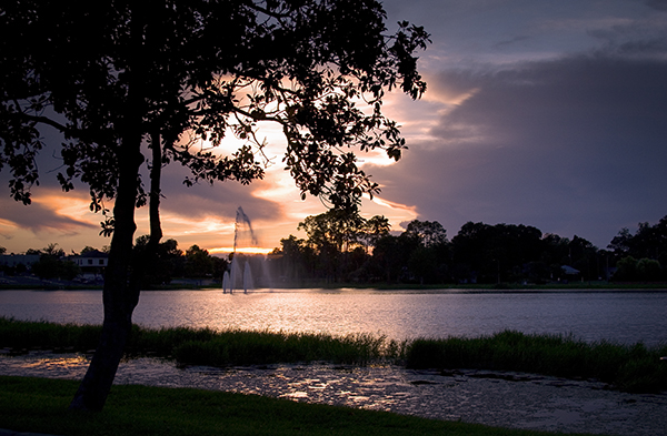 Fountain in lake in north Florida...
