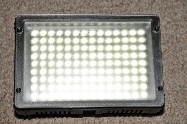 Front of LED panel with diffuser mounted (LED's on...