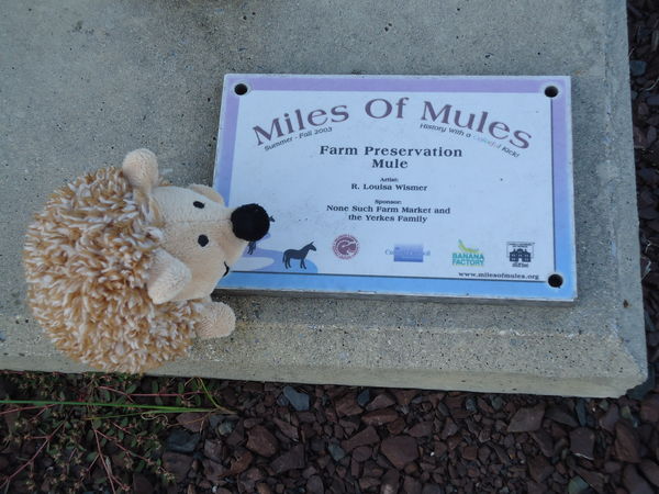 Hedgehog reading plaque about one of the "Miles of...