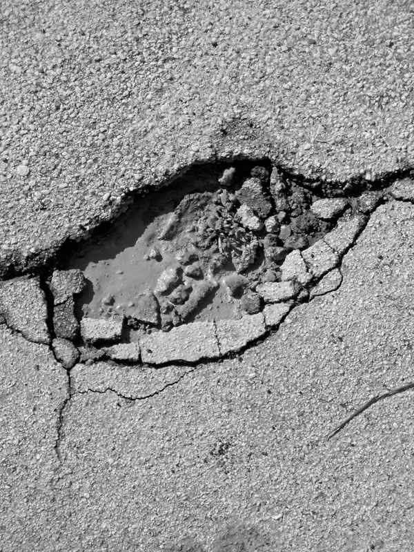 my best pothole. looks prehistoric....