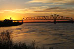 Spanning the Mississippi River At Sunset...