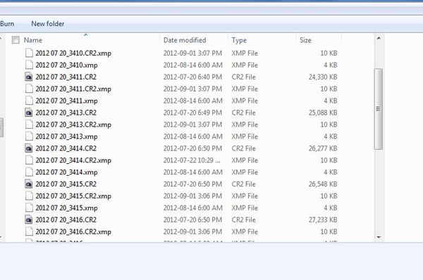Screen shot showing files and sizes...