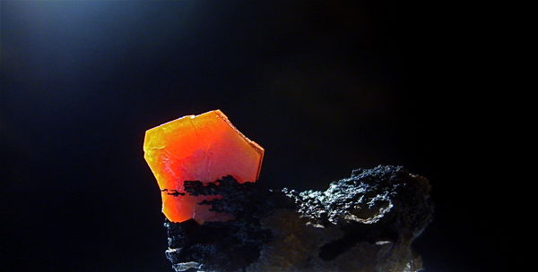 Vanadinite crystal on basalt lava rock matrix 1", ...