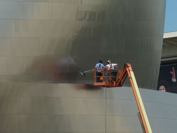 Cleaning the Walt Disney Concert Hall...