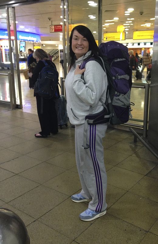 Luci leaving Heathrow London on her first day...