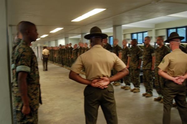 Recruits and their Drill Instructors!...