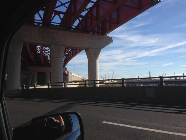 Underpinings of new highway bridge...