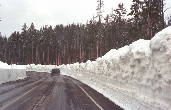 Yellowstone snow levels in a pass...