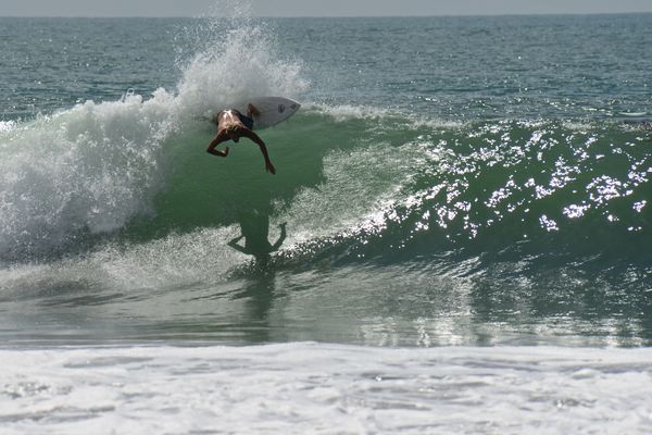 Surfer sees his shadow, Playa Hermosa Beach, Costa...