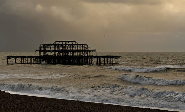 Old Brighton Pier - stormy day...