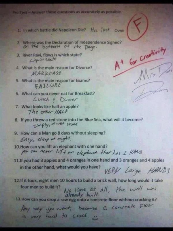 funny student answers