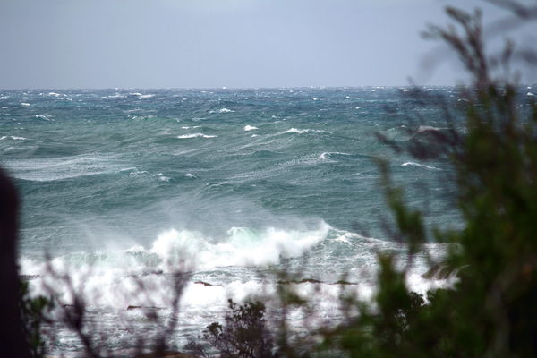 the wind is realy having fun with the sea...