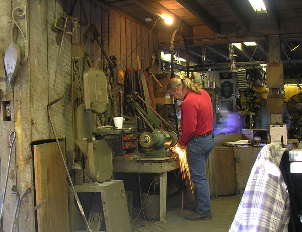 Grinding in the Blacksmith's shop...