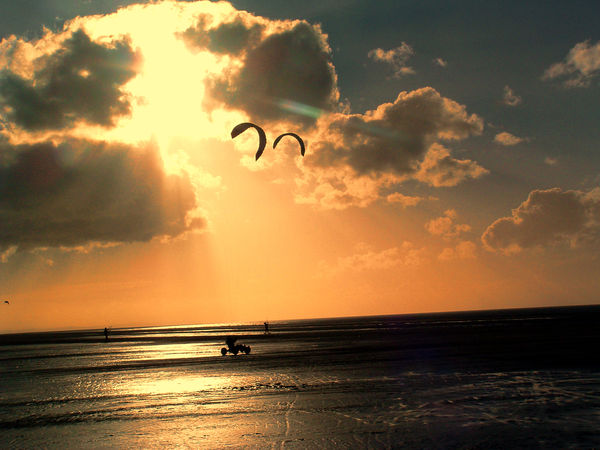 Kite Buggying in the Sun Set...