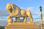 One of the Concrete Lions on the Bridge of Lions i...