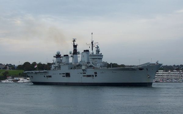 HMS Illustrious leaving Plymouth UK...