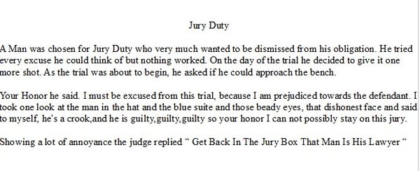 Jury Duty Obligation...