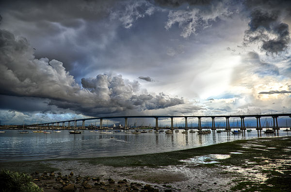 Late afternoon storm over San Diego Bay, HDR...