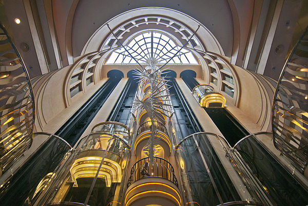 Cruiseship Atrium with Elevators...