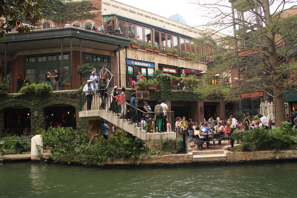 The River Walk is lined with shops, restaurants, a...