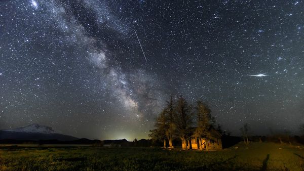 The Milky Way, A Meteor, And A Cabin...