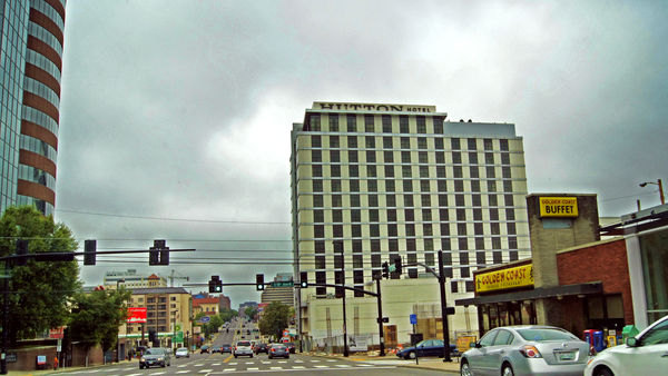 view of the Hutton Hotel driving West...