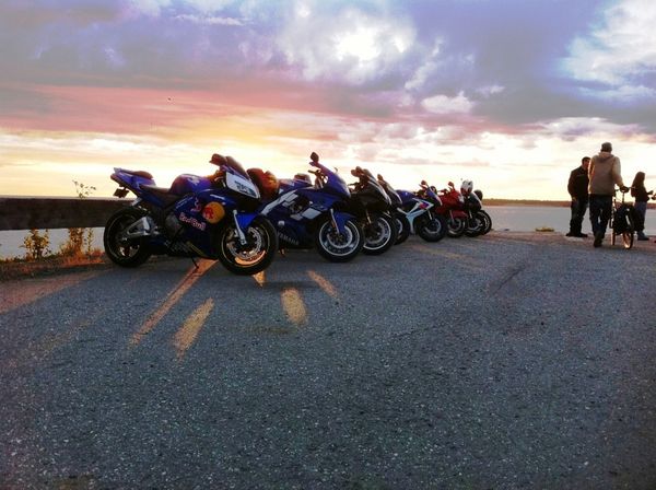 Bikers near sunset.......
