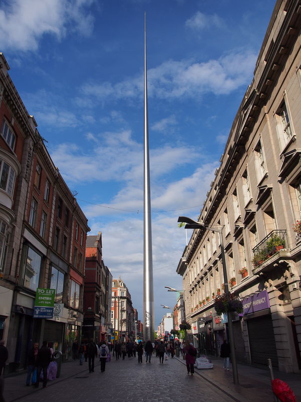 the Spire-Dublin, in late afternoon from side stre...