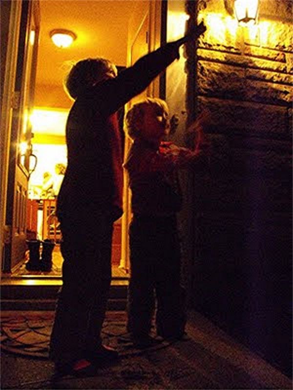 My two grandsons searcing the night sky for Venus....