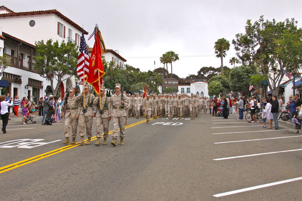 Marching down the main drag of San Clemente...