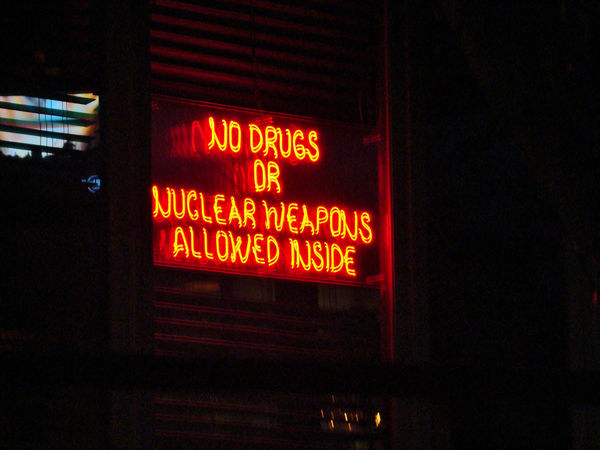 Sign in a bar window. This could be the safest pla...