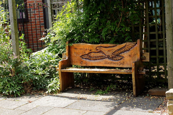 hand carved benches...