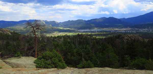 Looking down on the town of Estes park...