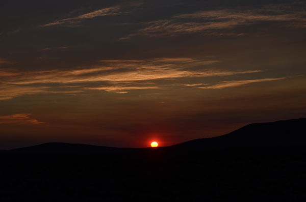 Sunrise just beginning in the desert area of Nevad...