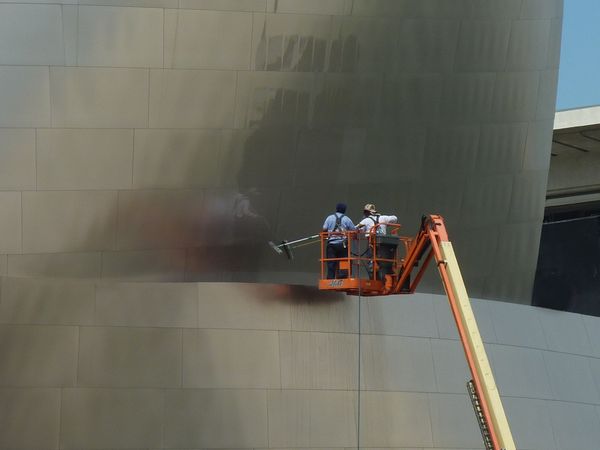 Cleaning the Walt Disney Concert Hall...
