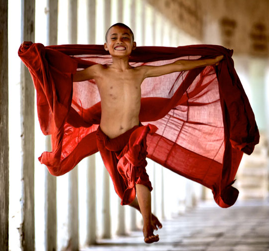 " Joy " Child Monk in Pagota, Cambodia...