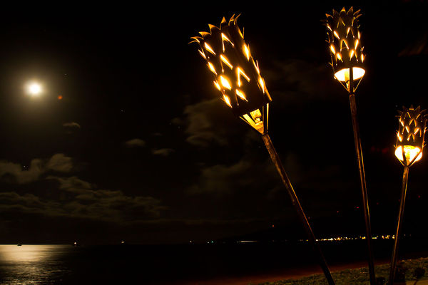 Torches at night with moon. ISO125, 18mm, f6.3, 20...