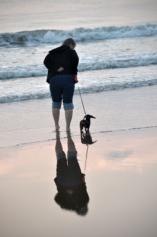 Reflections of my wife & my mini dachshund...