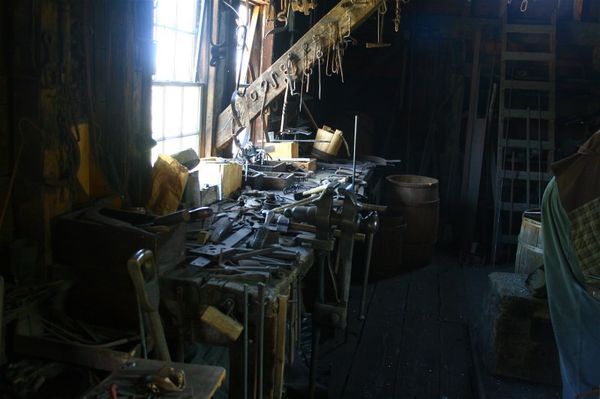 an array of blacksmith tools...