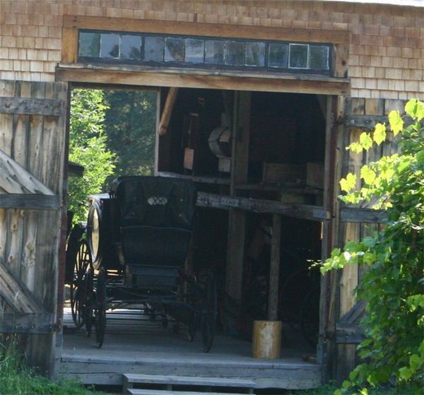 a buggy in the carriage house or barn...