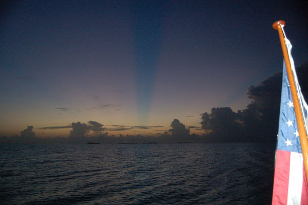 Green Rays & Flag in Bay of Florida...