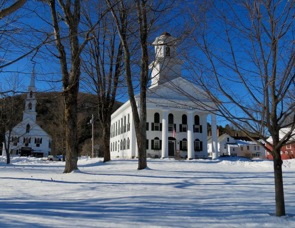 Courthouse and church in Newfane Vt...