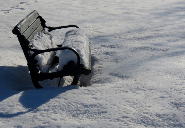 A cold and lonely bench in Newfane...