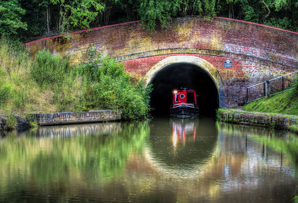 Canal Boat Emerging from Tunnel...